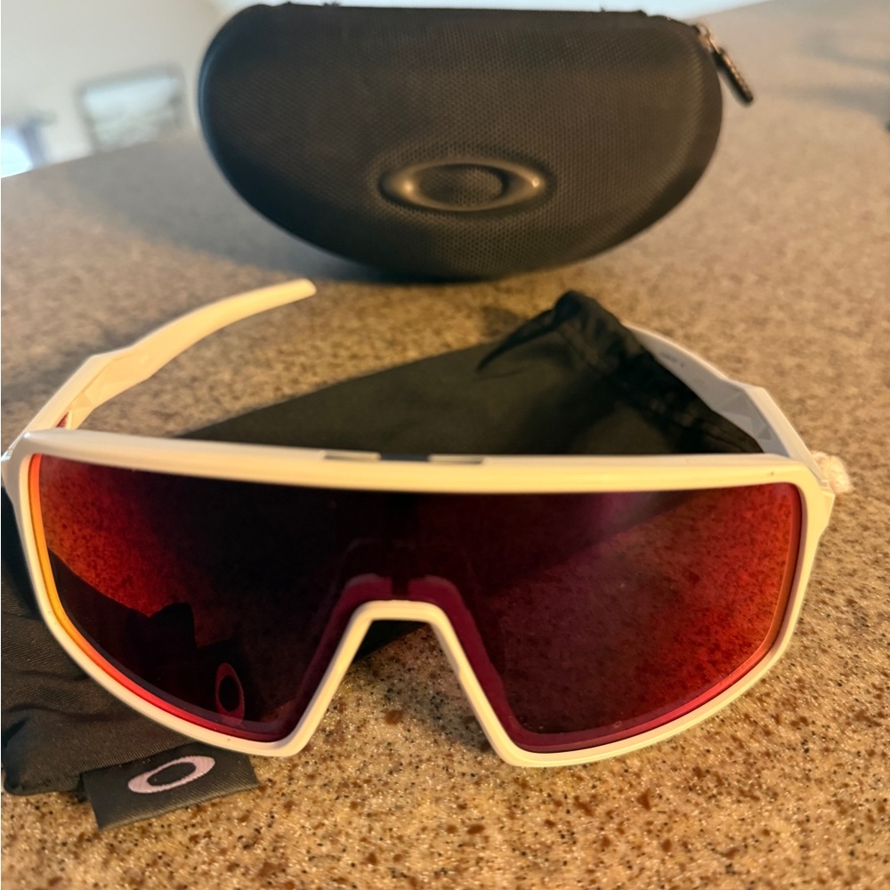Oakley White Sunglasses with Red Lenses